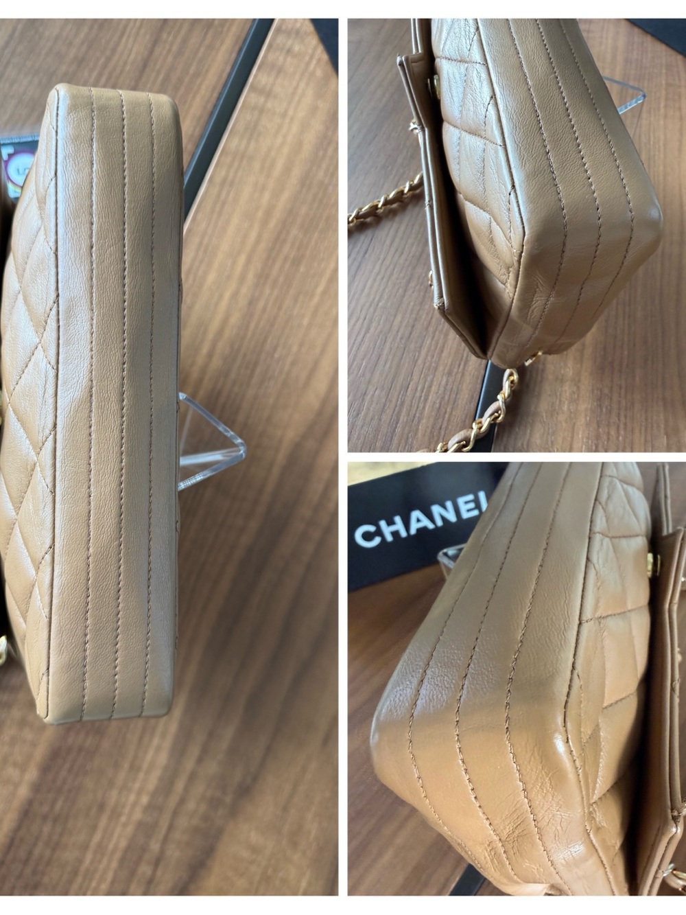Vintage Chanel Caramel Lambskin Quilted Flap Bag Large CC Gold Hardware - Picture 9 of 9